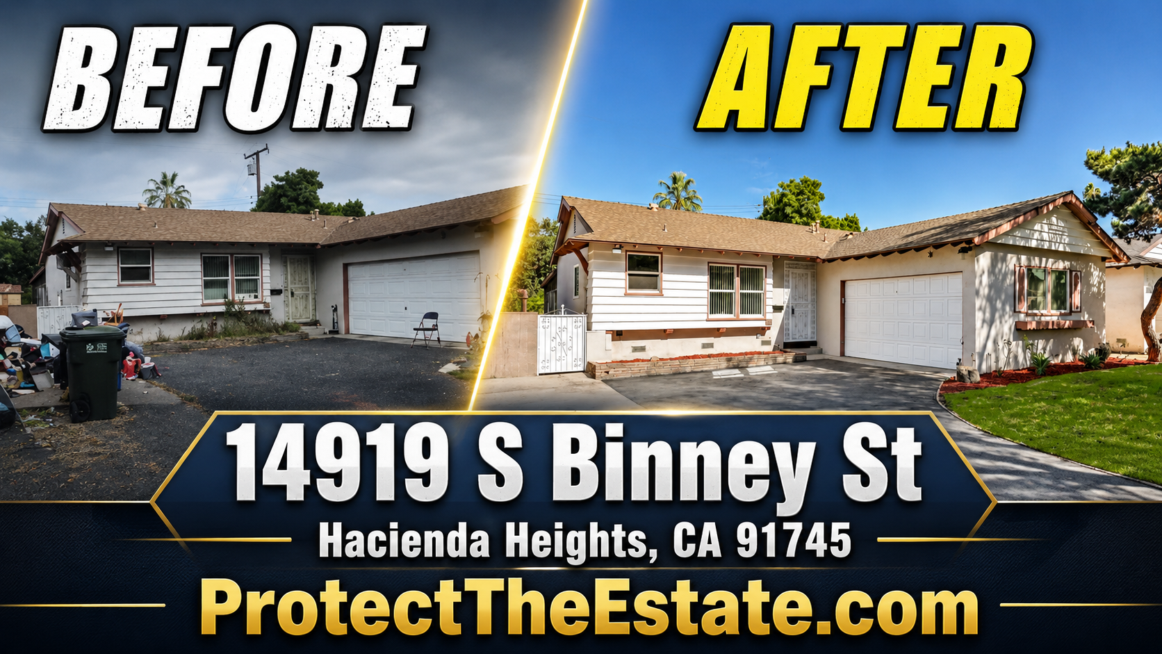 Before and after YouTube cover for 14919 S Binney Street, Hacienda Heights
